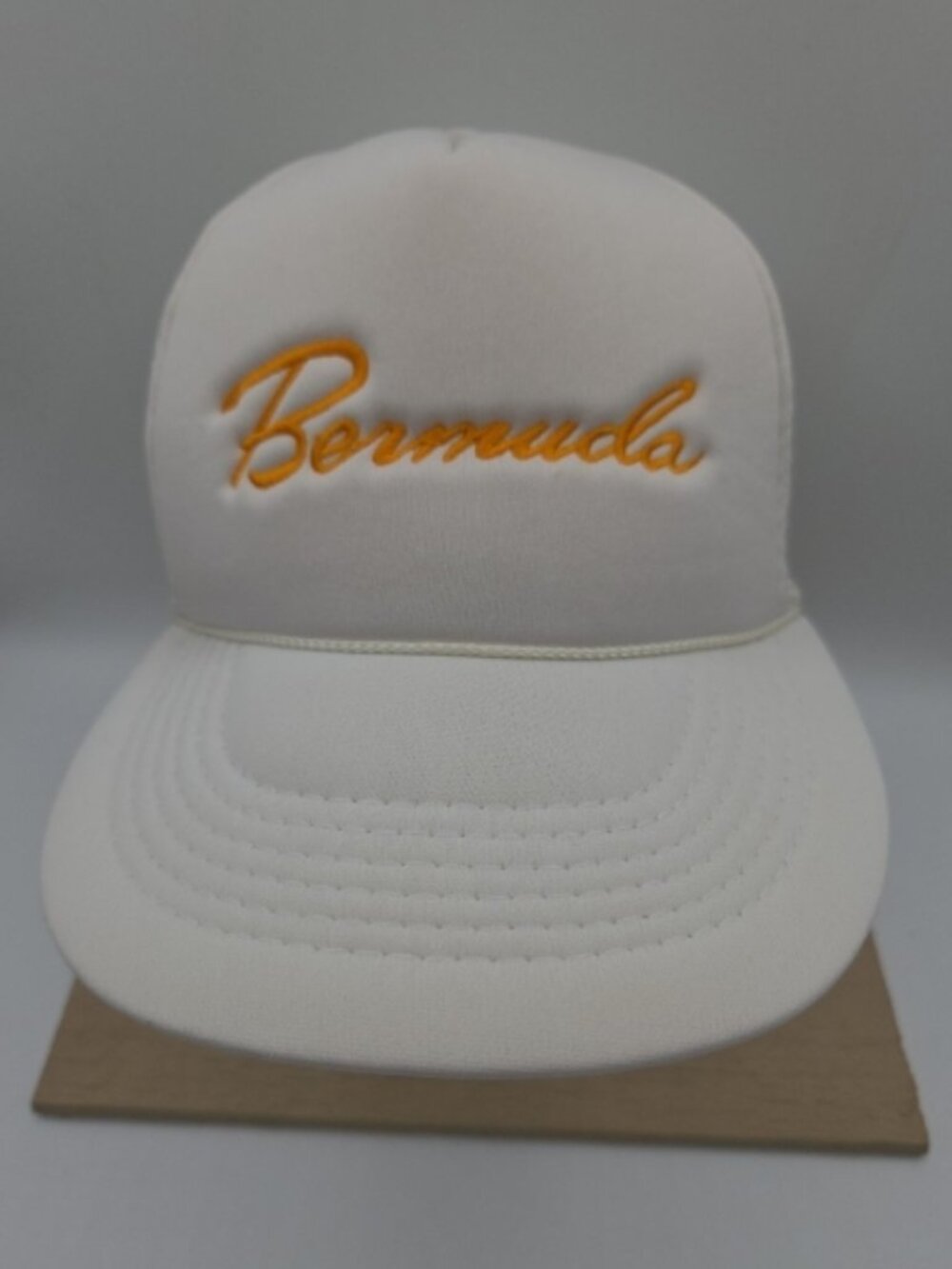 Vintage Bermuda Trucker Snapback Hat White Rope